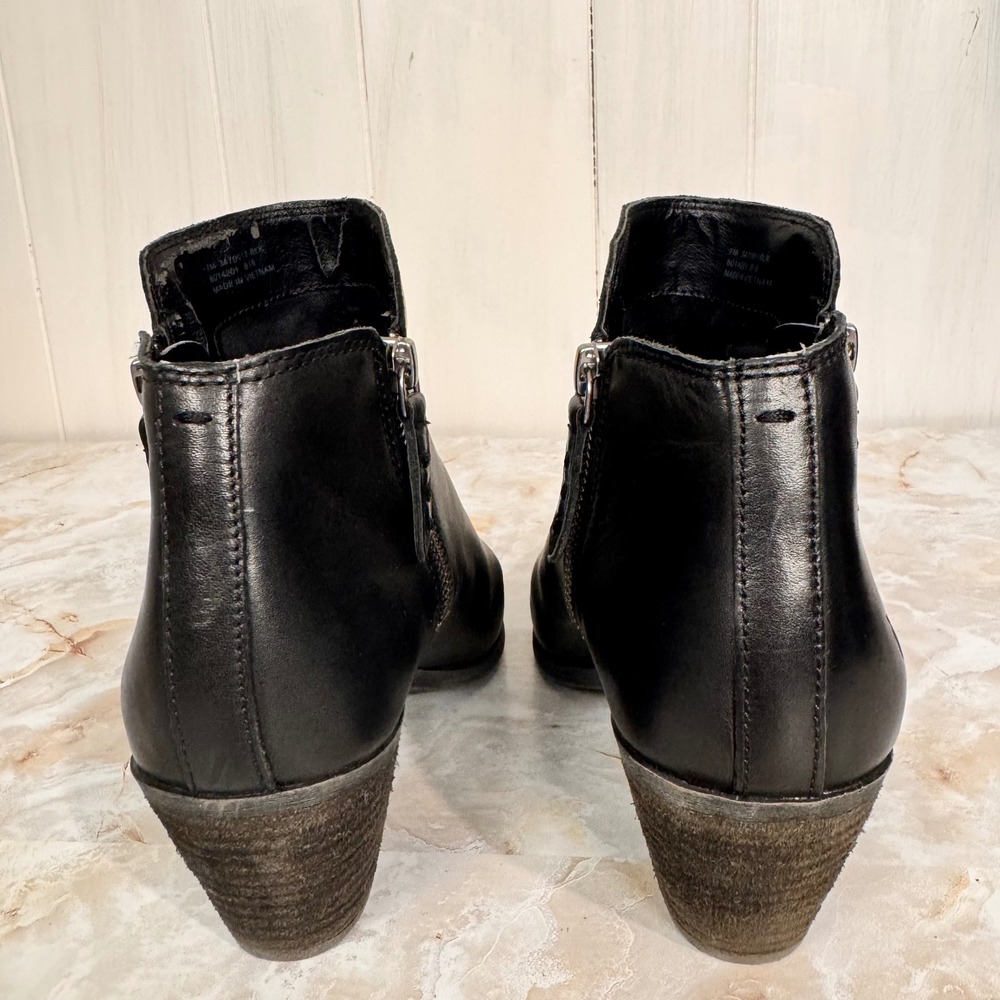 Frye Ankle Bootie Women 7 Black N/A Leather Western Block Heel Zip - Picture 5 of 11